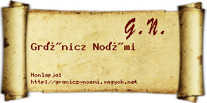 Gránicz Noémi névjegykártya